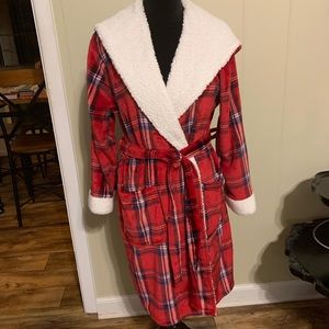 Peaches & Dreams Plaid Fluffy Christmas Reindeer Robe